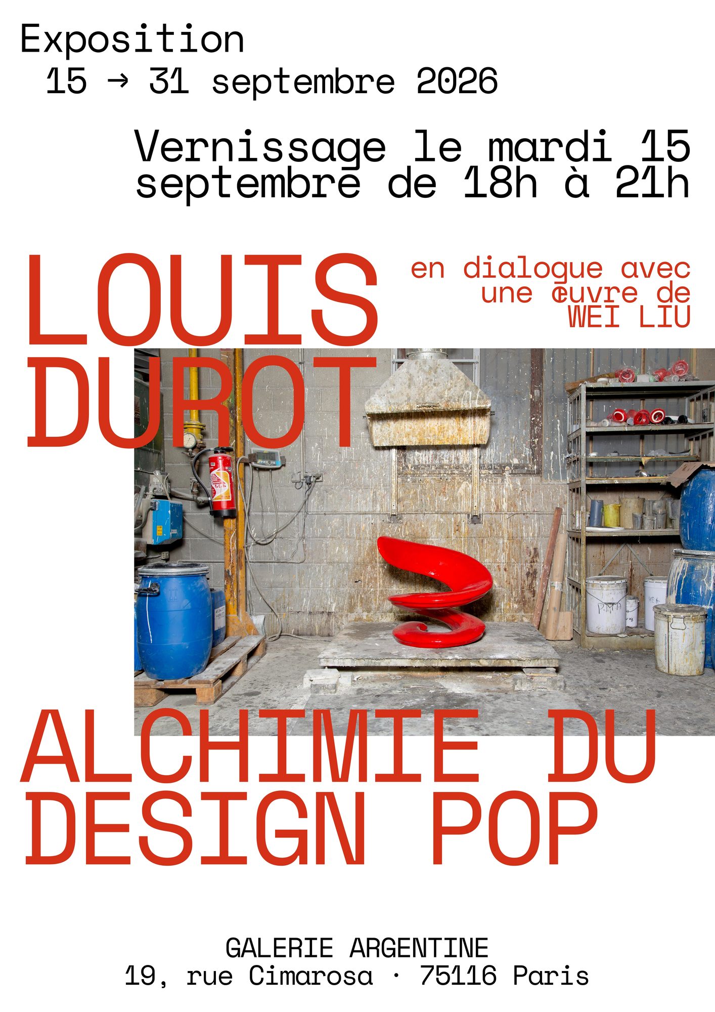 Poster for the exhibition Alchimie du design Pop, Galerie Argentine, Paris